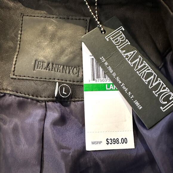 BlankNYC 100% Lambskin Double Down Black Leather Moto Jacket Size Large NWT - Picture 9 of 15